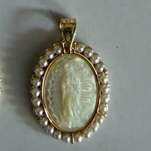 Medalla Virgen de Guadalupe con Perlas Oro Laminado